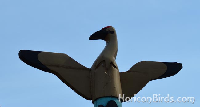 Crane totem detail, photo by Pam Rotella