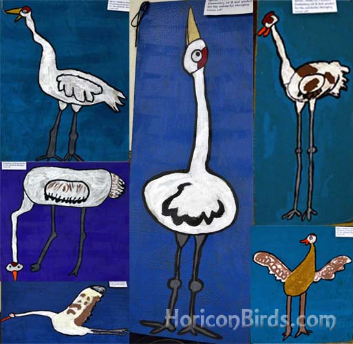 Princeton Elementary student art on display at the Whooping Crane Festival.  Photographs by Pam Rotella.
